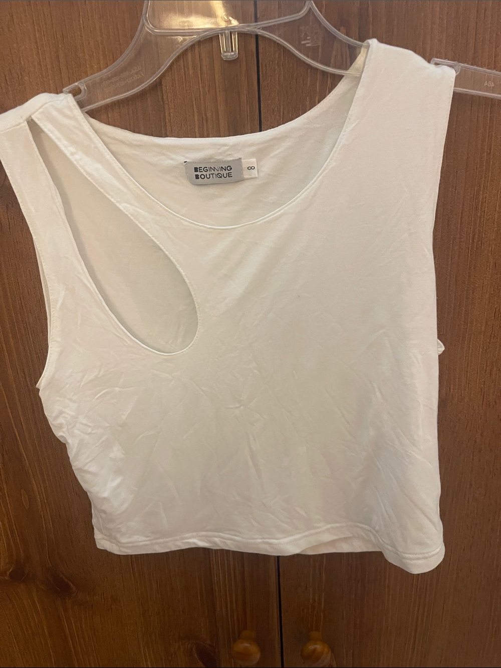 Beginning Boutique White Asymmetrical Cutout Tank